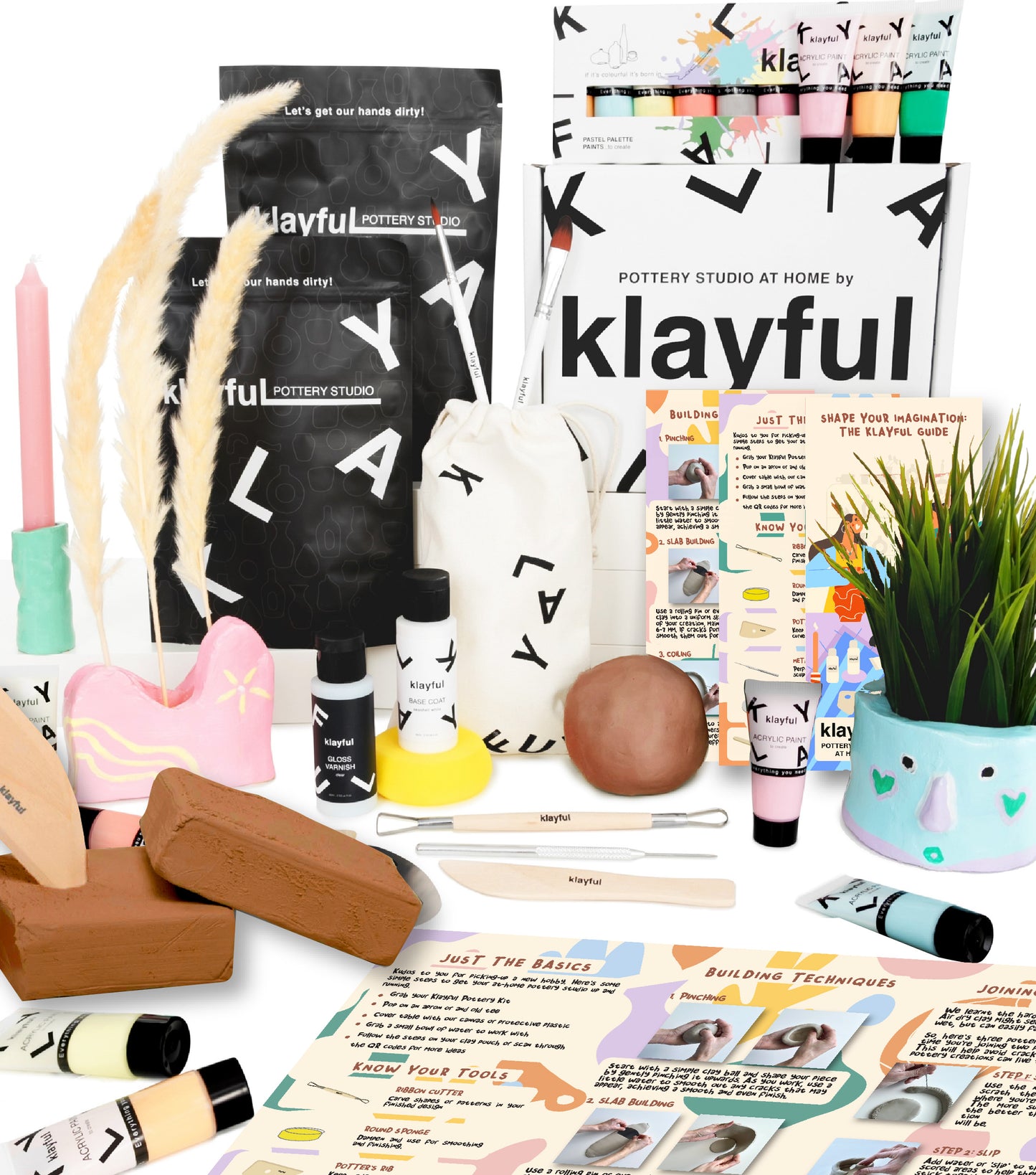 Klayful Premium Pottery Kit – Pastel Palette (3kg) | Perfect for Two with Terracotta Clay