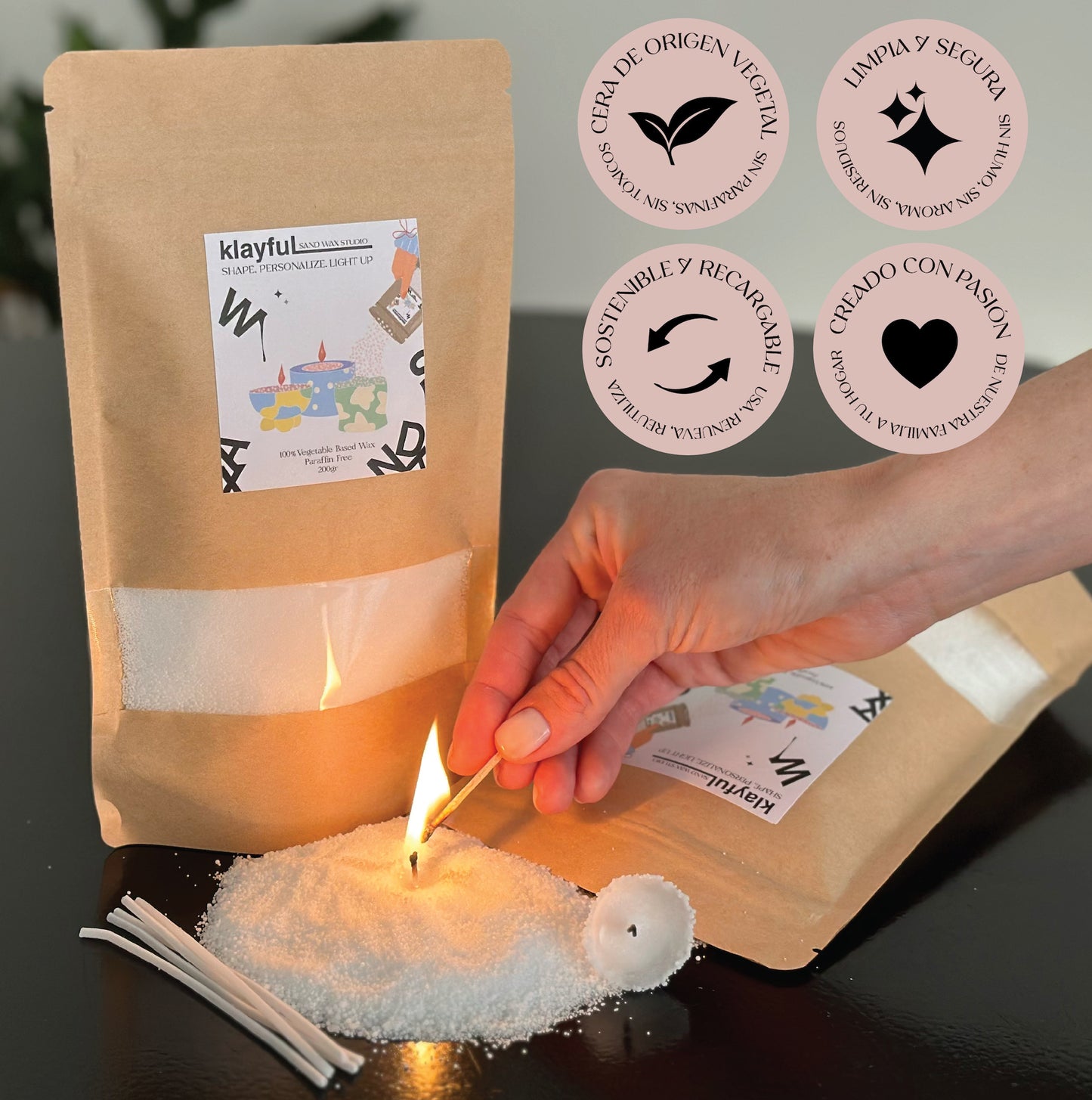 Klayful Candle Kit – 1.5kg of Natural White Clay + 400g Wax + Paints & Stamps | DIY Candle Gift Box