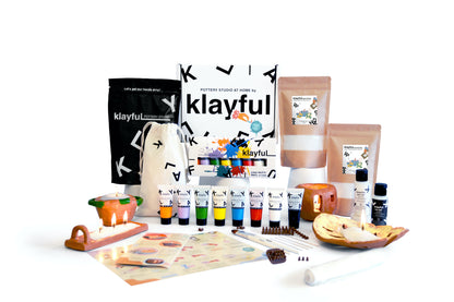 Klayful Candle Kit – 1.5kg of Natural Terracotta Clay + 400g Wax + Paints & Stamps | Rustic Candle Edition