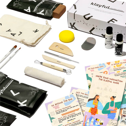 Klayful Premium Pottery Kit – Minimalist Edition (3kg) | A Creative Duo Experience with Terracotta Clay