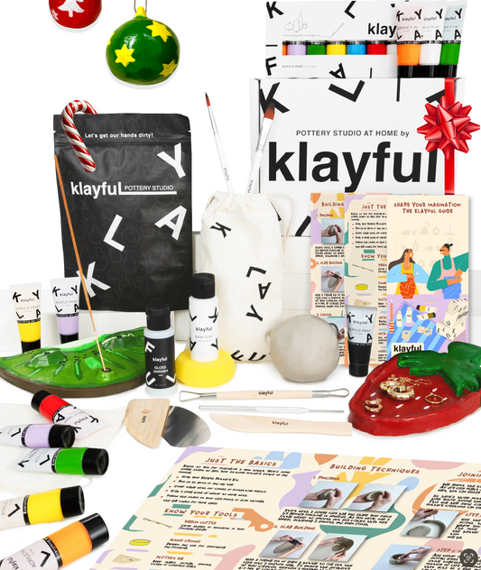 Klayful Premium Pottery Kit – Classic Colors (1.5kg) | Crafted for Solo Creations